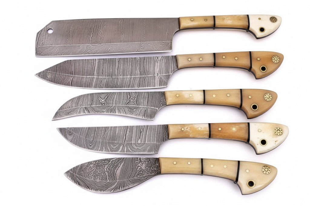 EST Custom Handmade Damascus Steel Beautiful 5Pcs. Kitch DK-0011