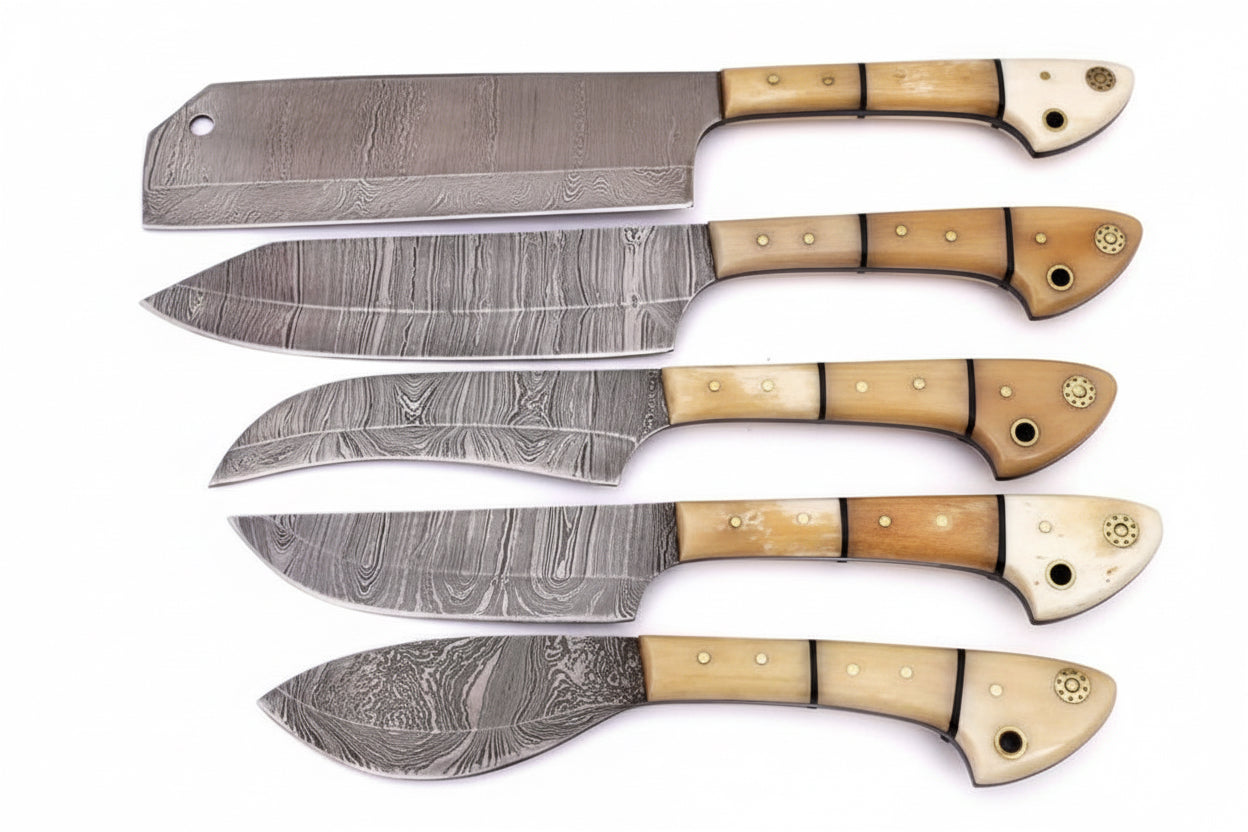 EST Custom Handmade Damascus Steel Beautiful 5Pcs. Kitch DK-0011