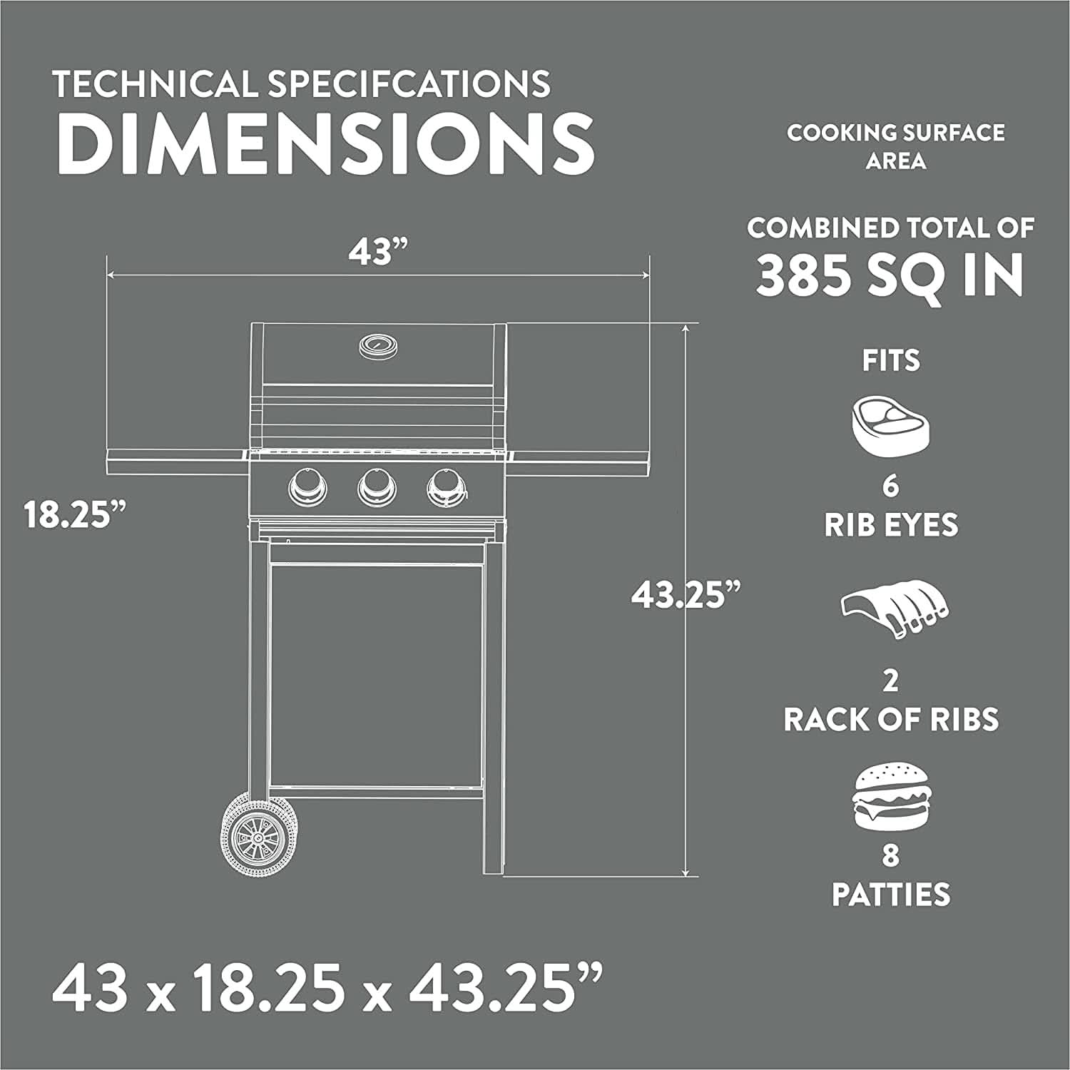 3 Burner Stainless Steel Propane Gas Grill With Cabinet