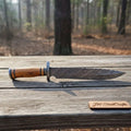 Hand Forged Frontier Bowie Knife Damascus Steel, Clip Point Custom Fixed Blade