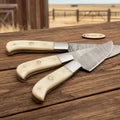 Hand-Forged Twisted Damascus Steak Knife Set (4 pcs) — Steel Bolster, Full Tang Construction
