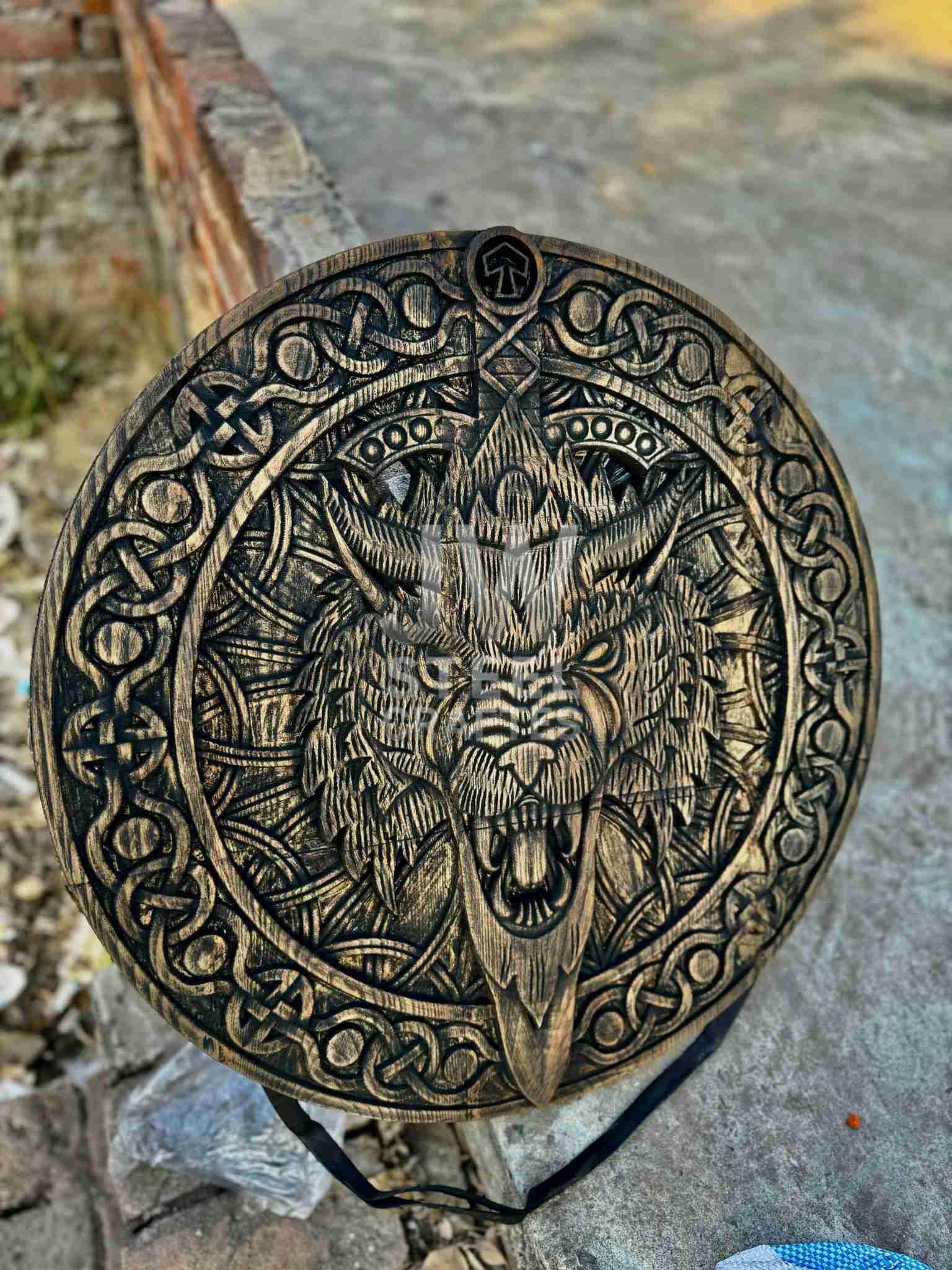 Handcrafted Viking Shield with Matching Engraved Axe – Nordic Art Decor Set