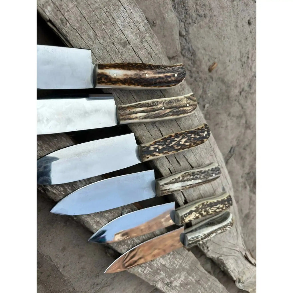 Handmade Chef Knife with Stag Antler Handle – High Carbon Steel Blade | JW SteelCrafts