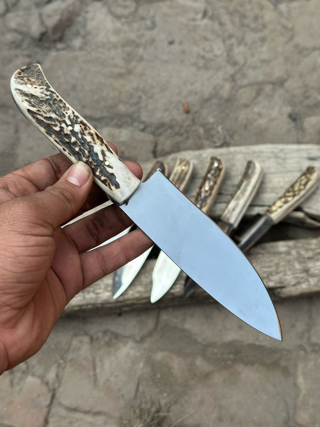 Handmade Chef Knife with Stag Antler Handle – High Carbon Steel Blade | JW SteelCrafts