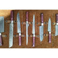 Handmade Damascus Chef Knife Set of 8 with Leather Roll, Full Tang Culinary Knife Collection with Red Wood Handles – JW SteelCrafts