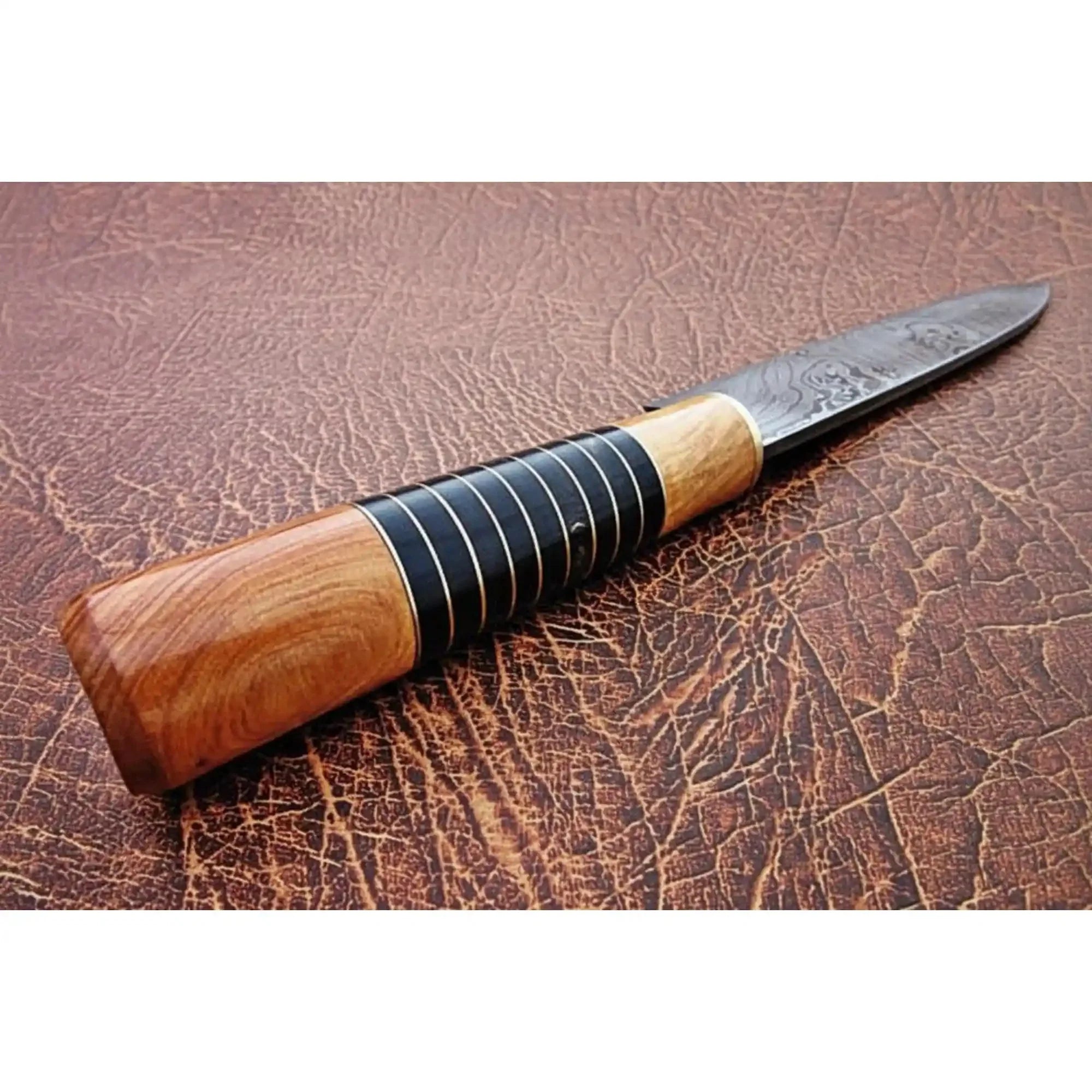 Handmade Damascus Chef Knife with Leather Sheath, 14 Inch Full Tang Kitchen Knife, 9 Inch Blade, Olive Wood Handle with Black Resin Spacers
