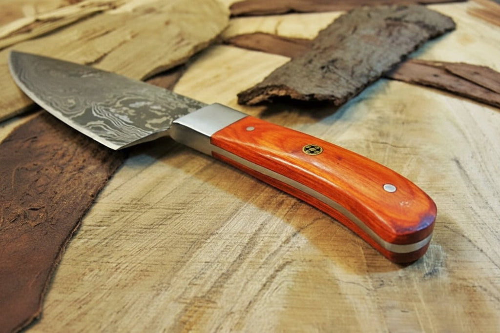 Handmade Damascus Gyuto Knife, Orange Wood Handle Japanese Kitchen Knife, Forged Damascus Steel Chef Gyuto, Professional Cooking Knife, JW SteelCrafts