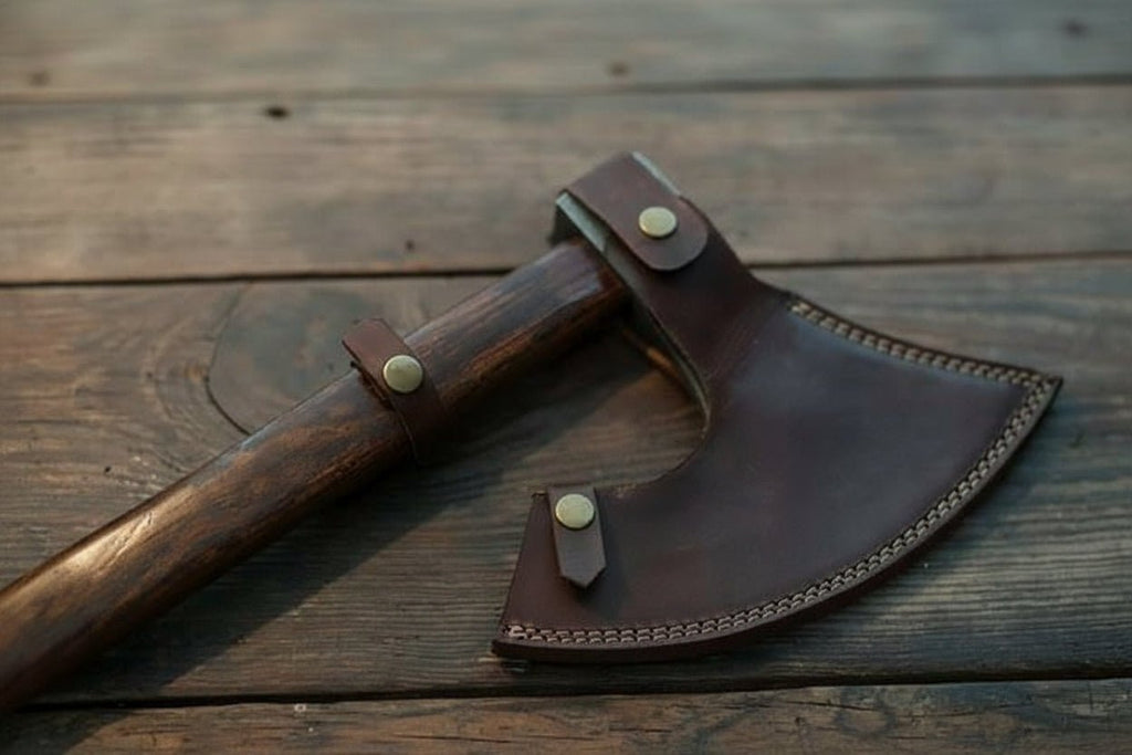 Handmade Damascus Steel Bearded Viking Axe with Hardwood Handle – Custom Forged Norse Camp Axe | JW SteelCrafts