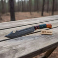 Harpoon Point Bowie Knife, Handmade Damascus Steel Blade, Coffin Handle Grip, Custom Guard, JW SteelCrafts