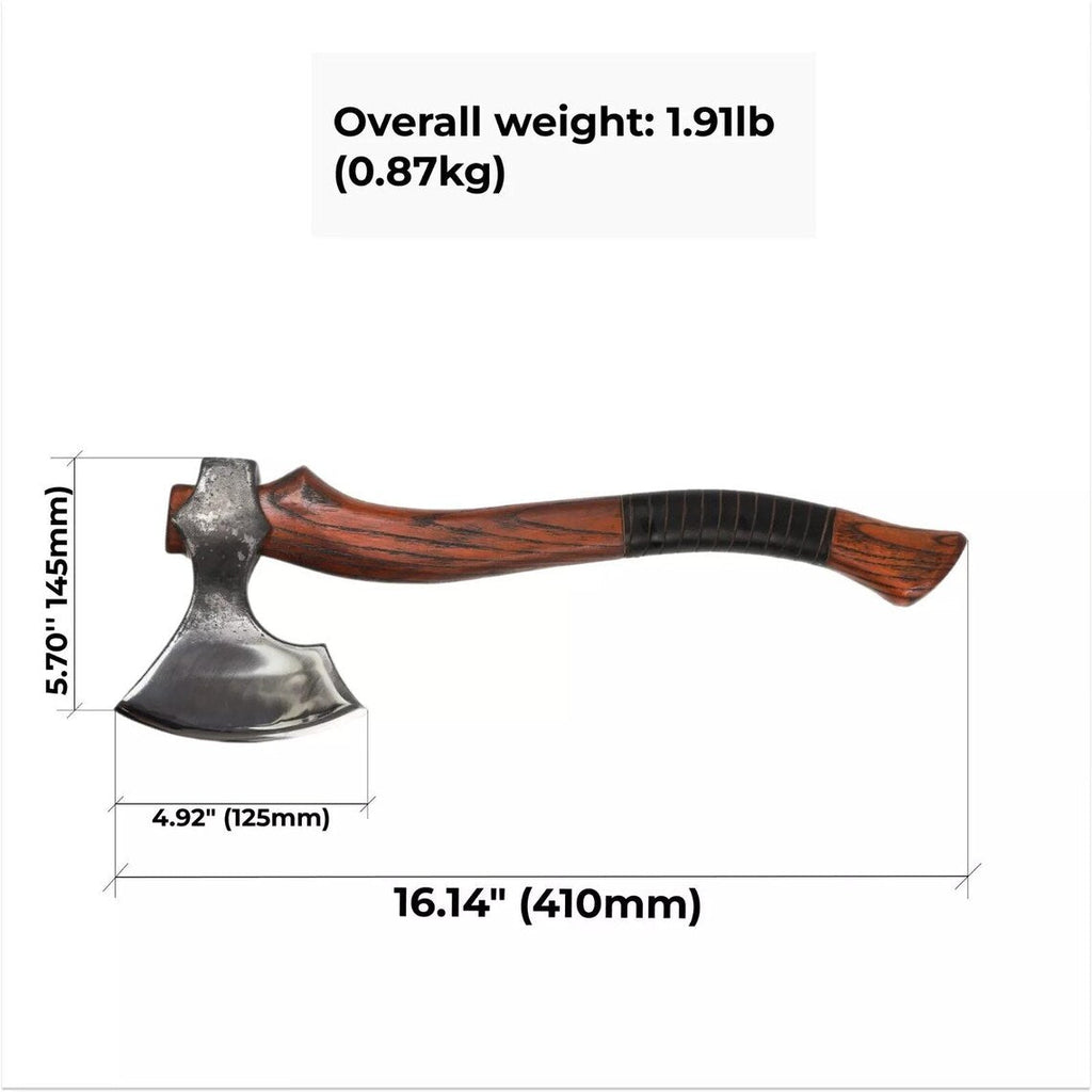 1095 Steel Blade Custom Handcrafted Tomahawk | Rosewood Handle with Leather Wrap & Sheath |  | Durable Axe for Outdoor Adventures by KBS Knives