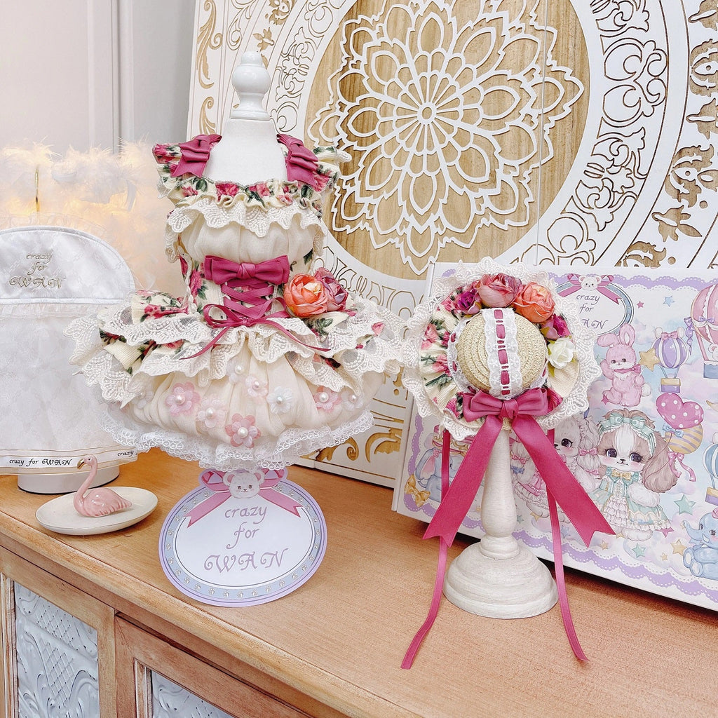 High quality Rosé Blossom Couture Dog Dress & Hat Set