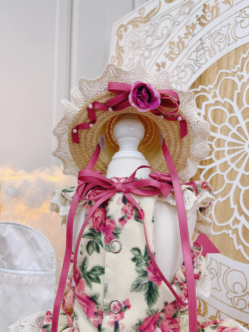 High quality Rosé Blossom Couture Dog Dress & Hat Set