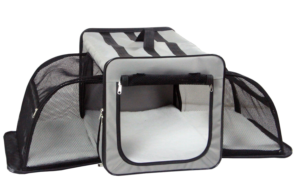 Pet Life ® 'Capacious' Dual-Sided Expandable Spacious Wire Folding Collapsible Lightweight Pet Dog Crate Carrier House