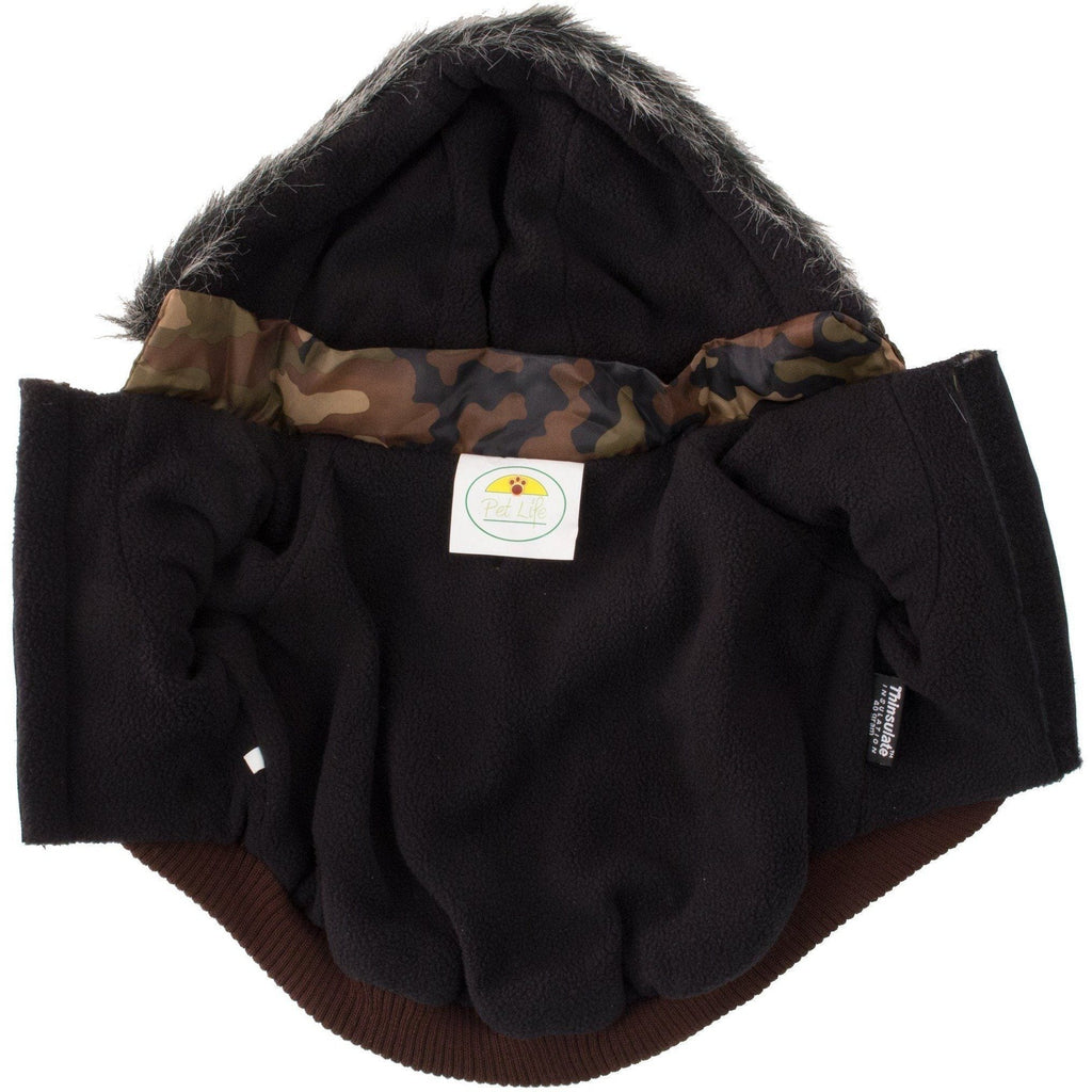 Pet Life ® Classic Metallic Fashion 3M Insulated Dog Coat Parka  w/ Removable Hood