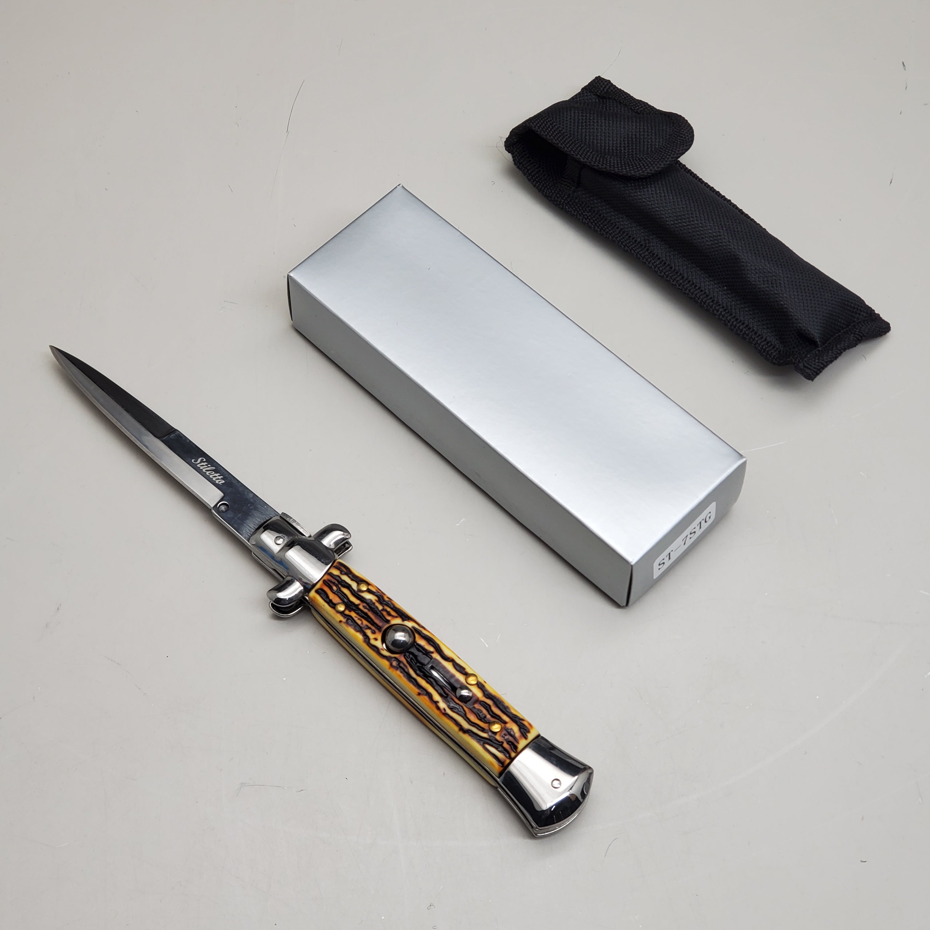 ZA@ ARMED FORCE TACTICAL Hand Crafted OTF Pocket Knife 9" Knife 4" Blade Yellow/Black ST-7STG