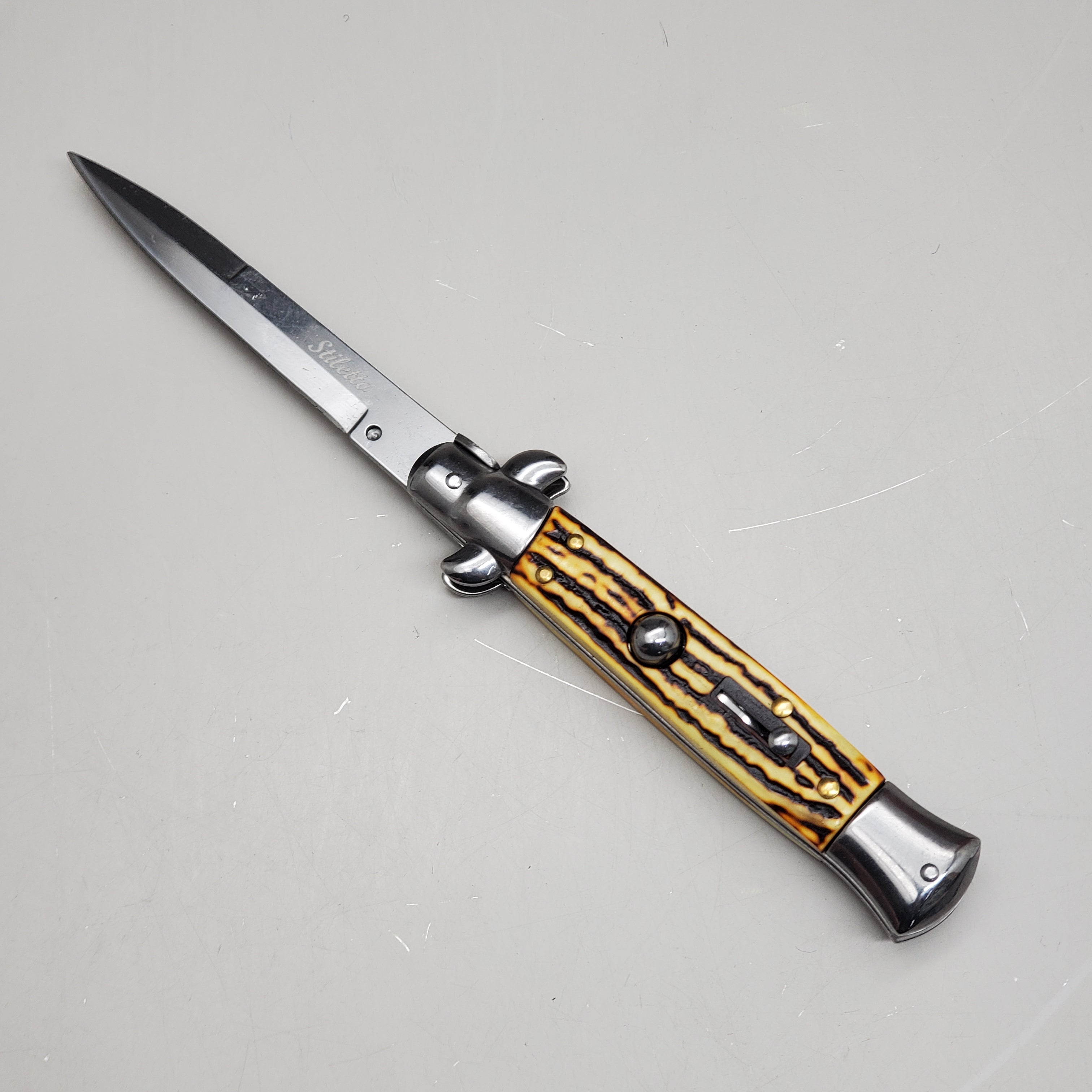 ZA@ ARMED FORCE TACTICAL Hand Crafted OTF Pocket Knife 9" Knife 4" Blade Yellow/Black
