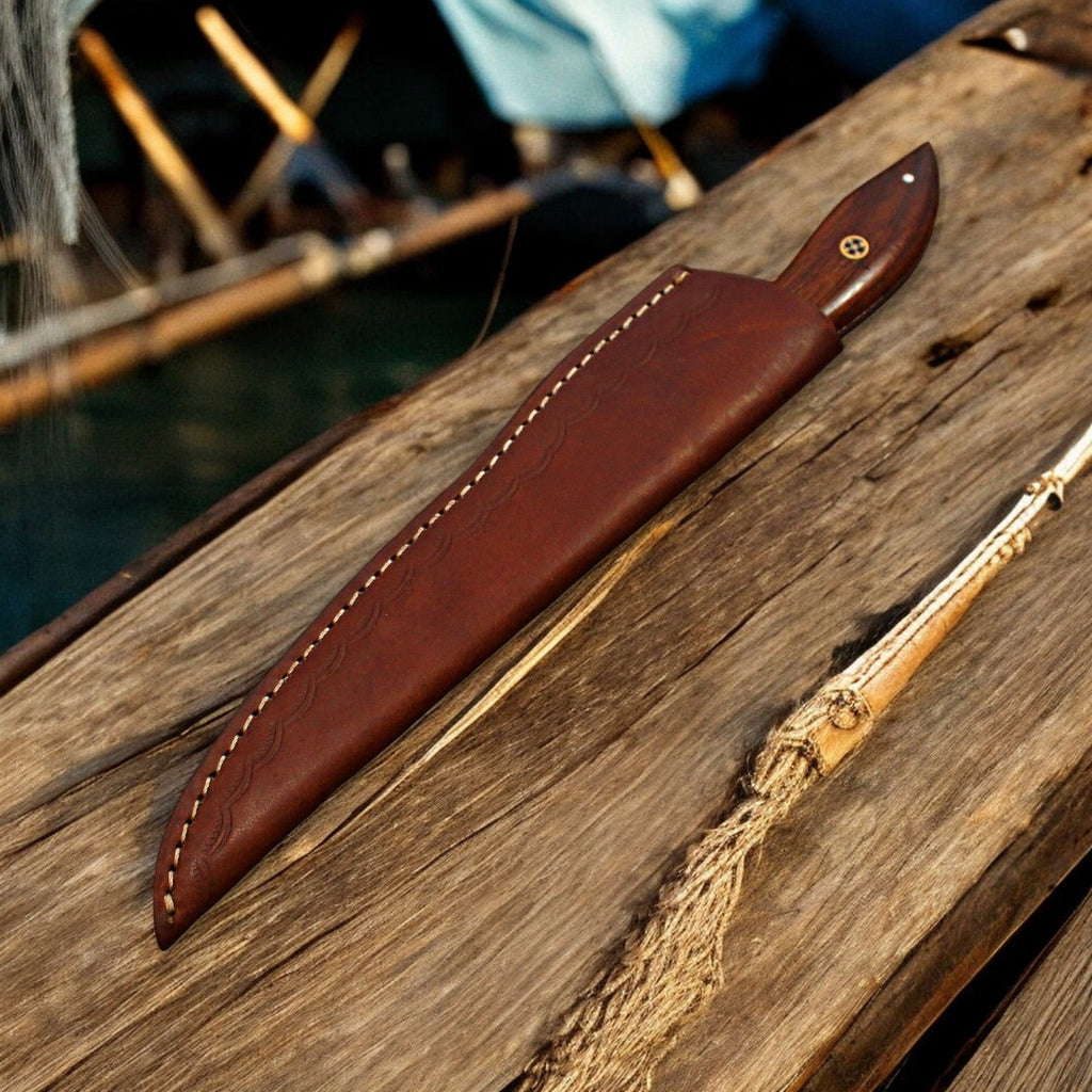 Handmade Damascus Steel Fillet Knife with Rosewood Handle