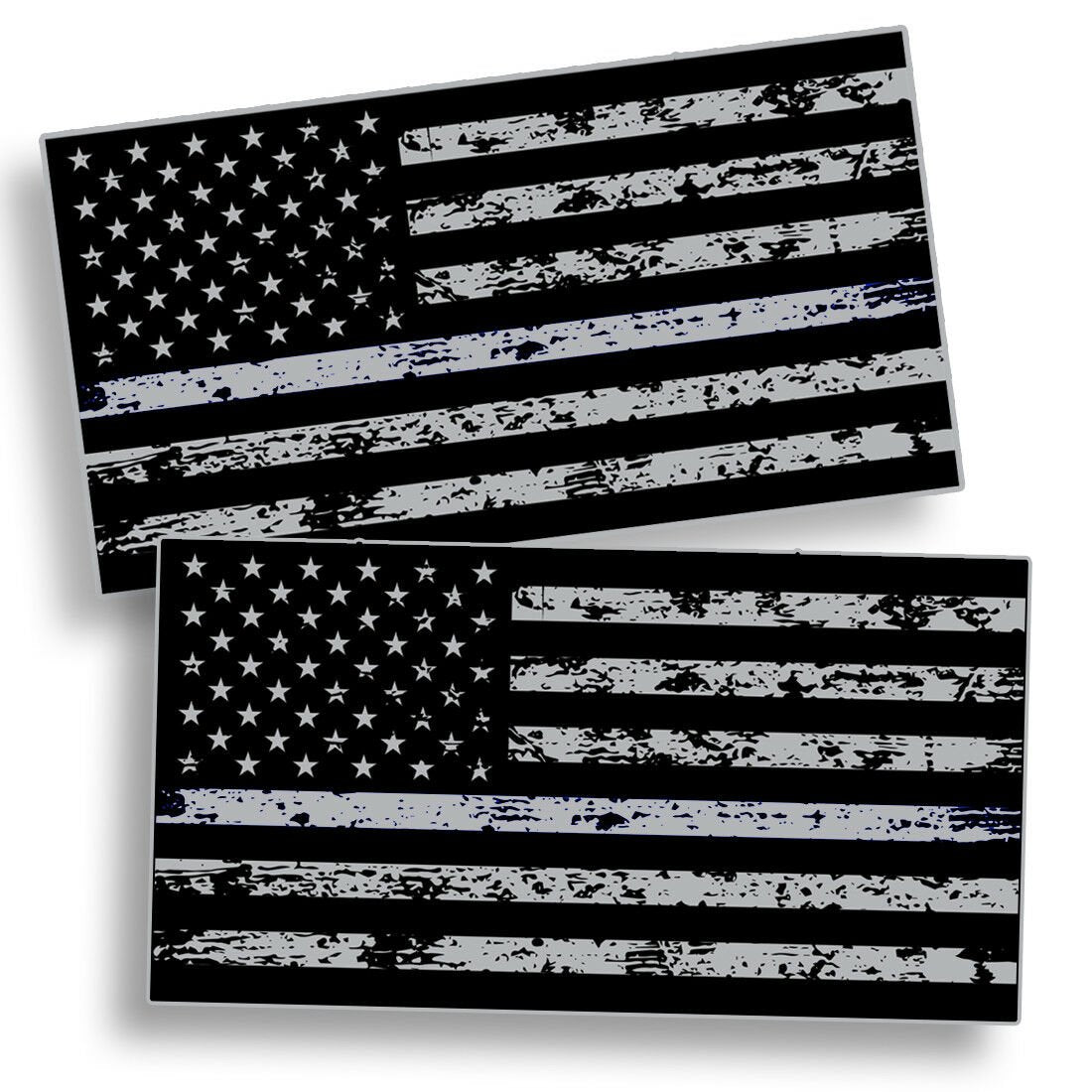 Black Ops Distressed American Flag Black & White Sticker