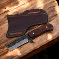 Custom Bull Cutter Knife – 8" Forged Damascus Steel