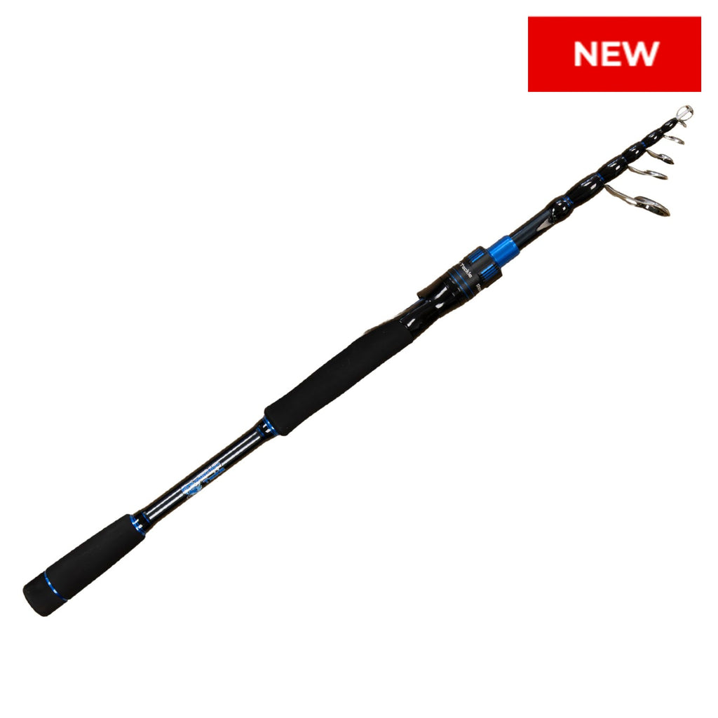 Reaction Tackle Telescopic Spinning Rod – Carbon Travel Fishing Rod – Collapsible Rod for Freshwater and Saltwater - NEW