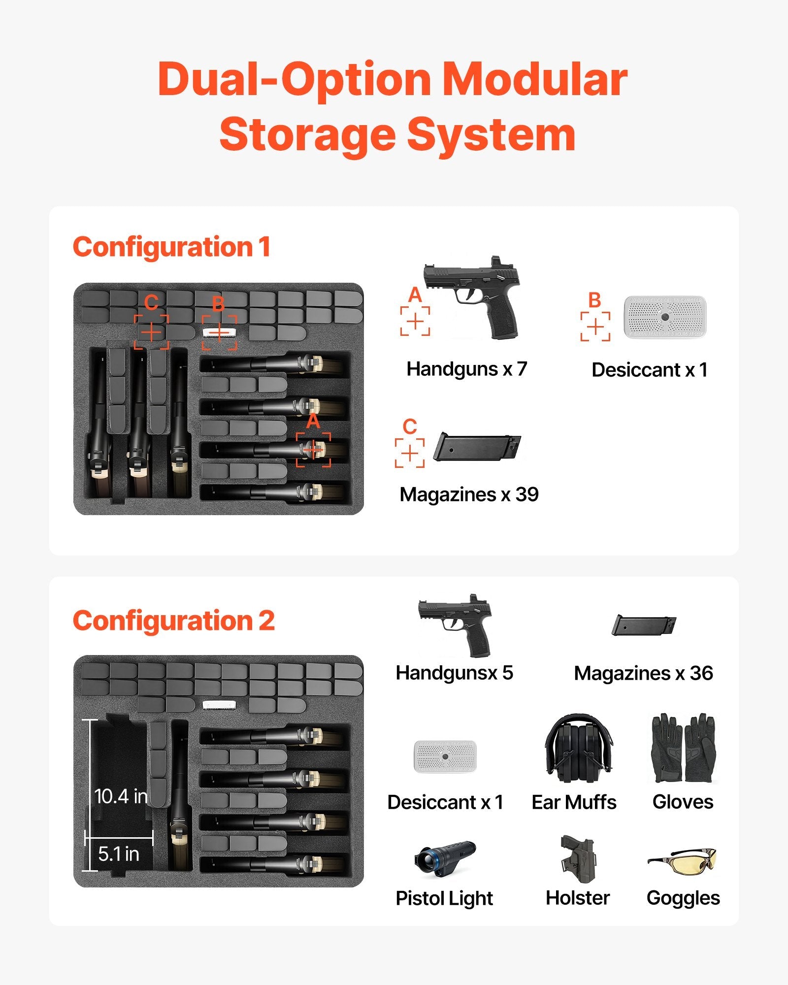 Hard Pistol Case, Heavy Duty Hard Gun Case with XPE Foam Lining, Waterproof Pistol Storage Box with Customizable Interior & Handle for Gun, Lenses, Camera, Gear, TSA Compliant, 19.3x17.1x8.3 in