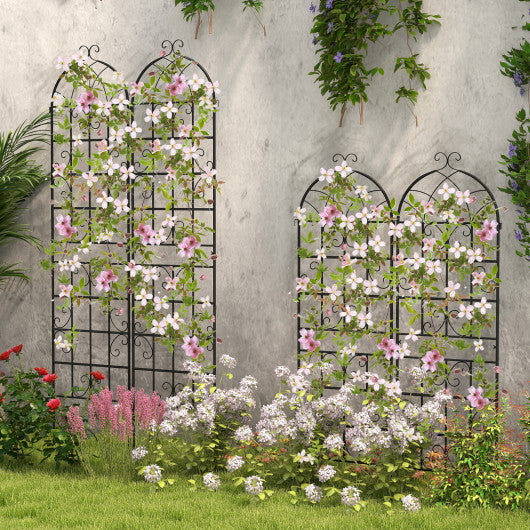 Costway 71" Tall Metal Garden Trellis for Climbing Plants 2 Pack Fence Panels Retro