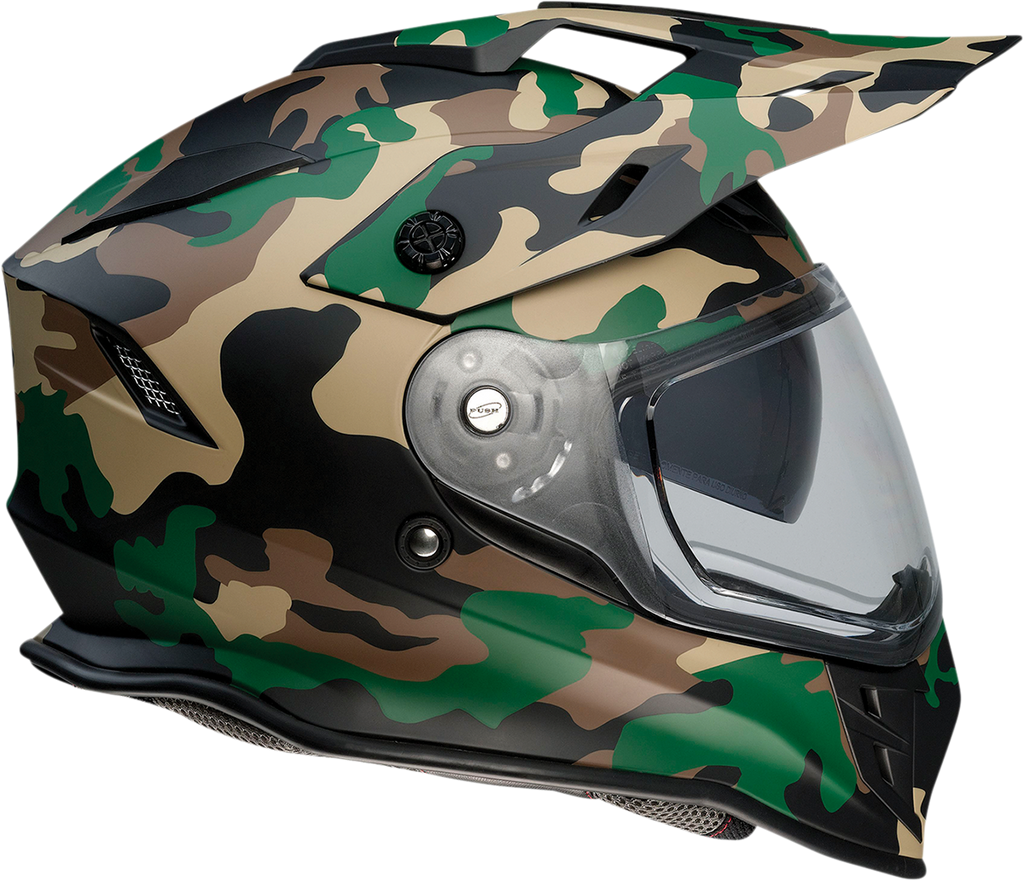 Z1R, Z1R Range Helmet - Camo Woodland XL with Polycarbonate Shields and Adjustable Visor