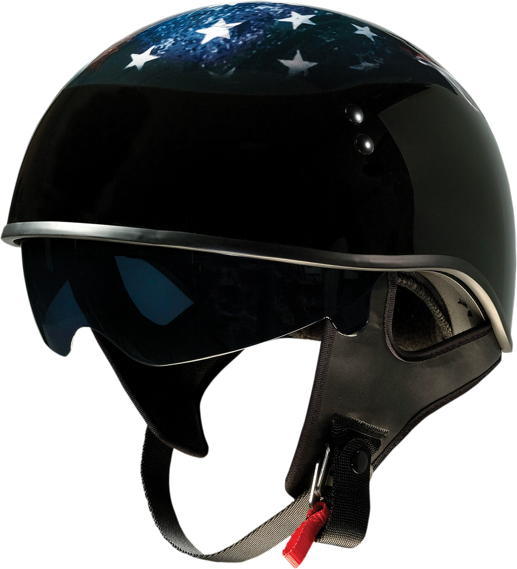 Z1R, Z1R Vagrant Helmet USA Skull Black Small 0103-1308 - Motorcycle Helmet with Drop-Down Sun Visor and Removable Liner