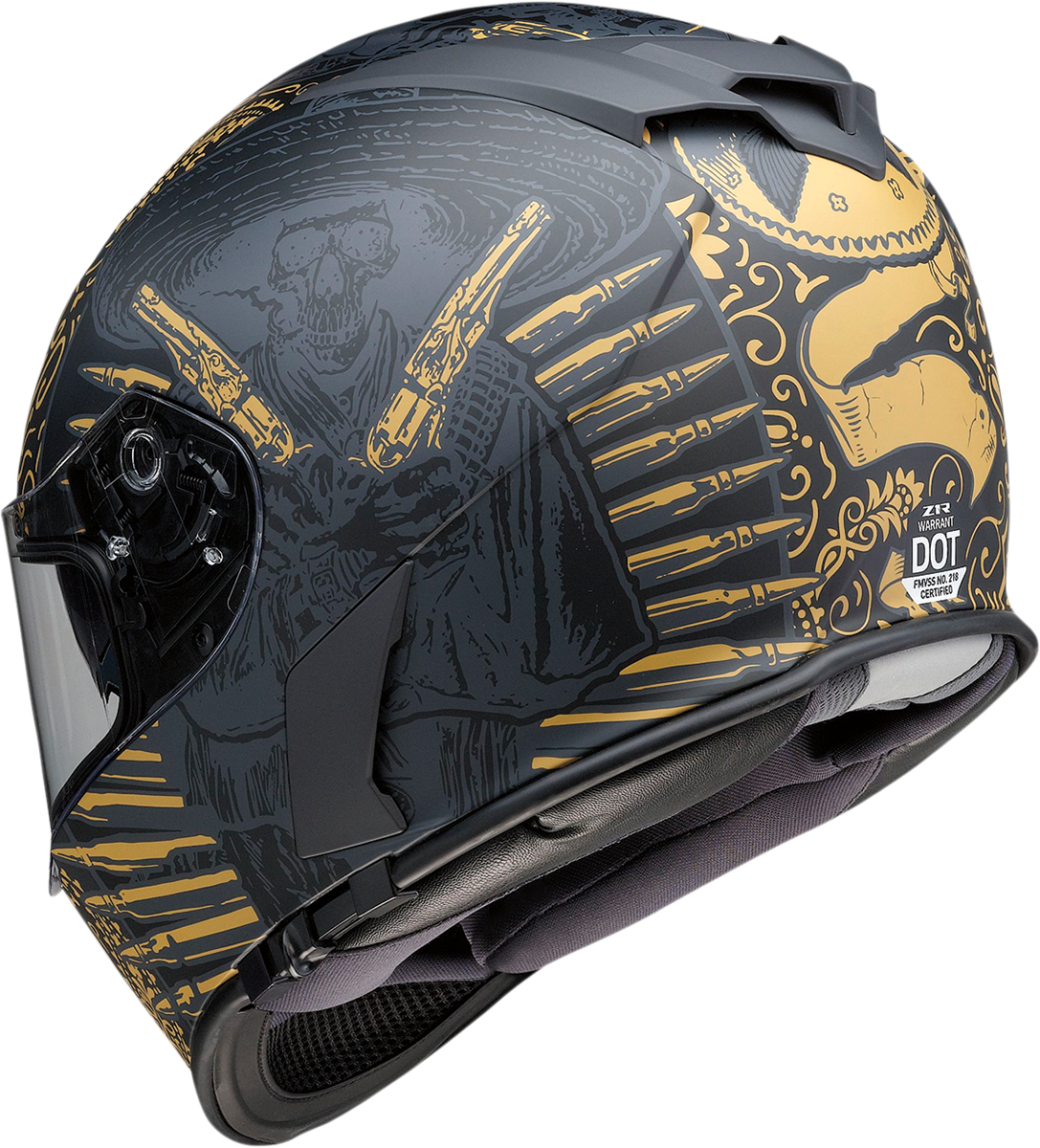 Z1R, Z1R Warrant Motorcycle Helmet - Sombrero Black/Gold XS (Part Number 0101-14170)